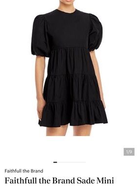 Faithfull the Brand Black Tiered Puff-Sleeve Mini Dress